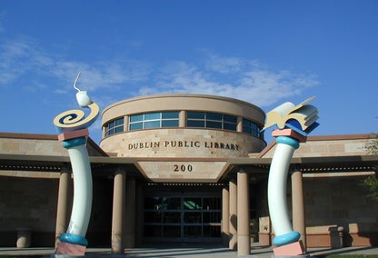Entrance to the Dublin Public Library in Dublin, California